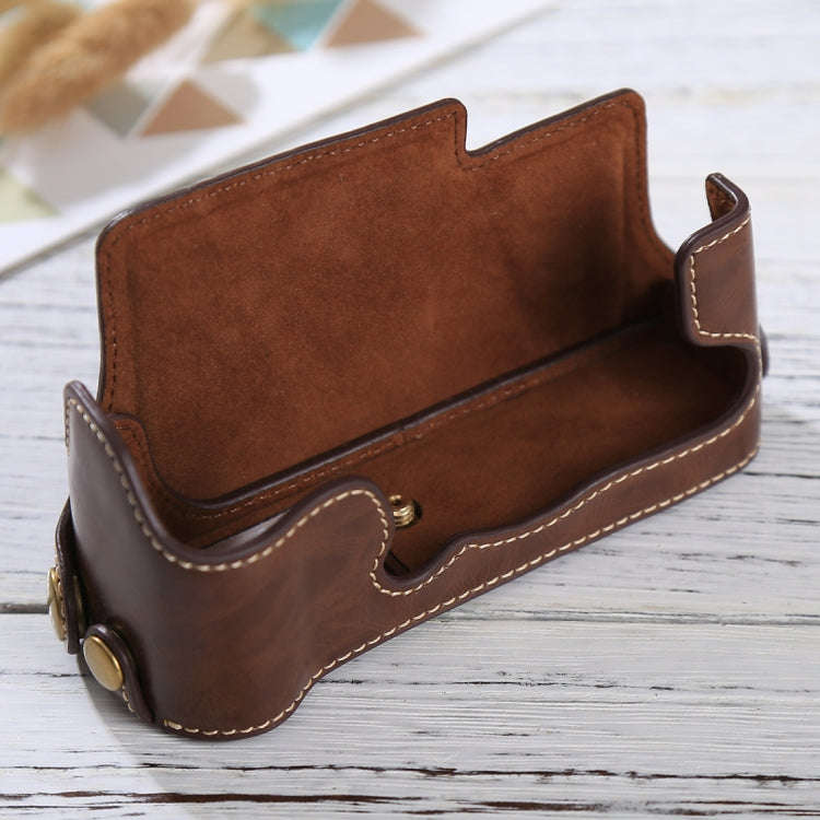1/4 inch Thread PU Leather Camera Half Case Base for FUJIFILM X-E3(Coffee)