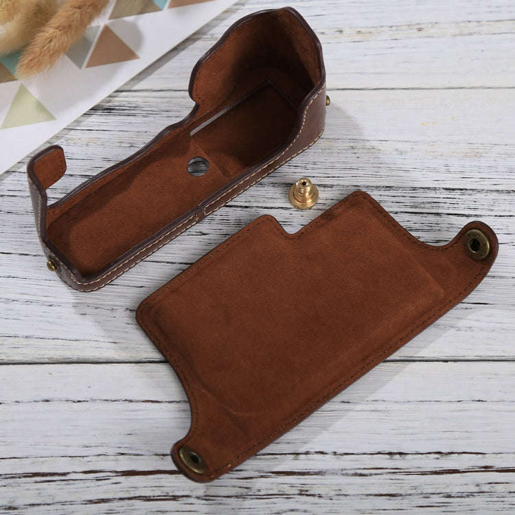 1/4 inch Thread PU Leather Camera Half Case Base for FUJIFILM X-E3(Coffee)