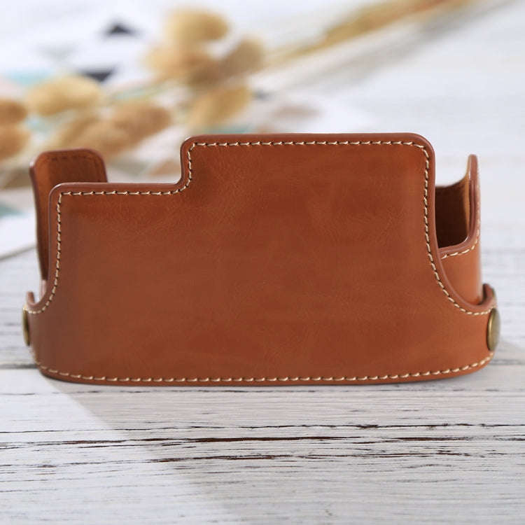1/4 inch Thread PU Leather Camera Half Case Base for FUJIFILM X-E3(Brown)