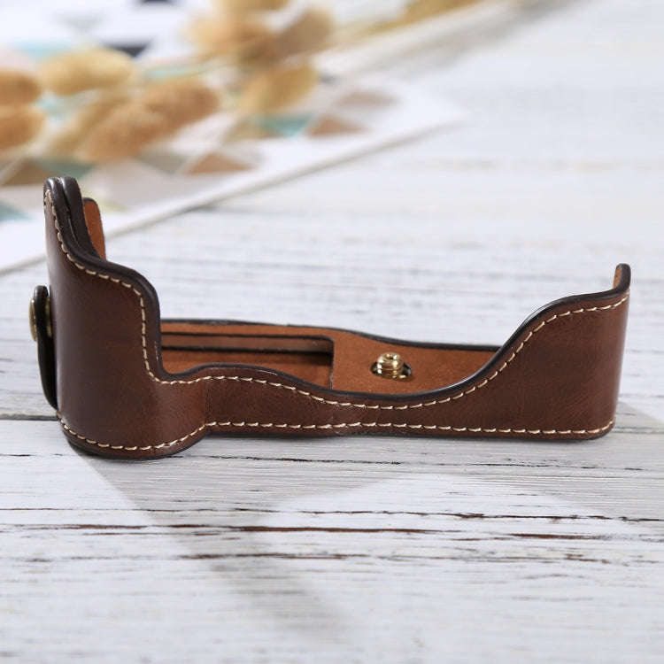 1/4 inch Thread PU Leather Camera Half Case Base for Canon EOS M3(Coffee)