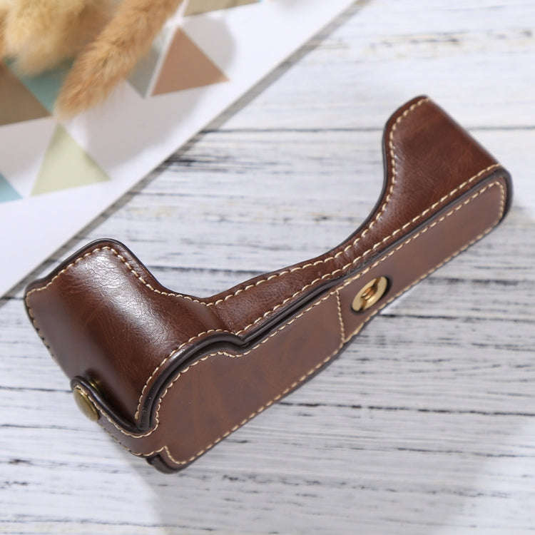 1/4 inch Thread PU Leather Camera Half Case Base for Canon EOS M3(Coffee)