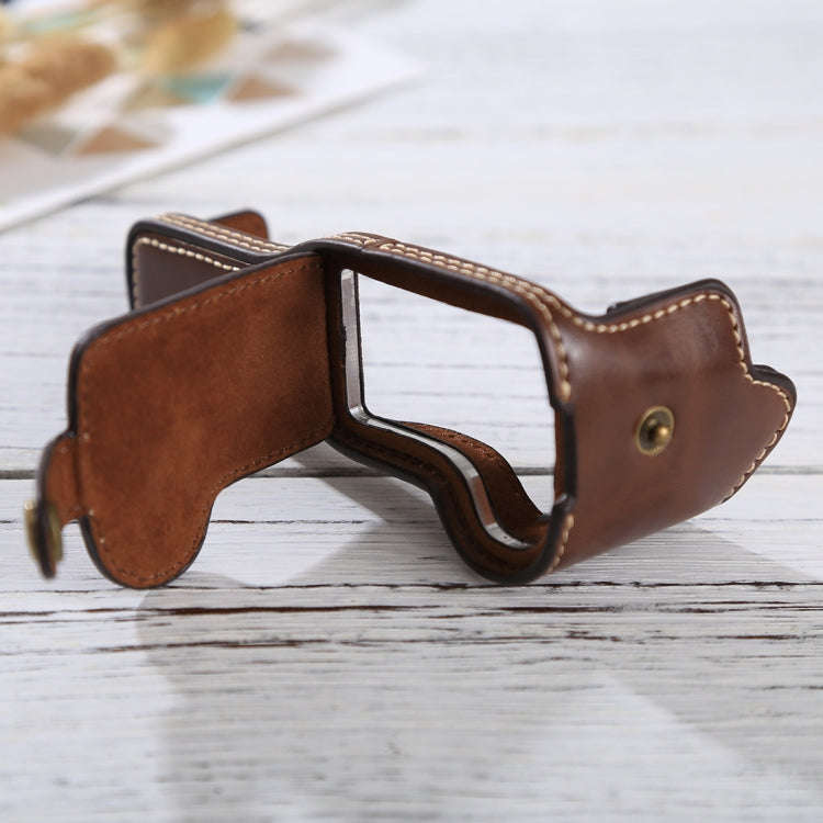 1/4 inch Thread PU Leather Camera Half Case Base for Canon EOS M3(Coffee)