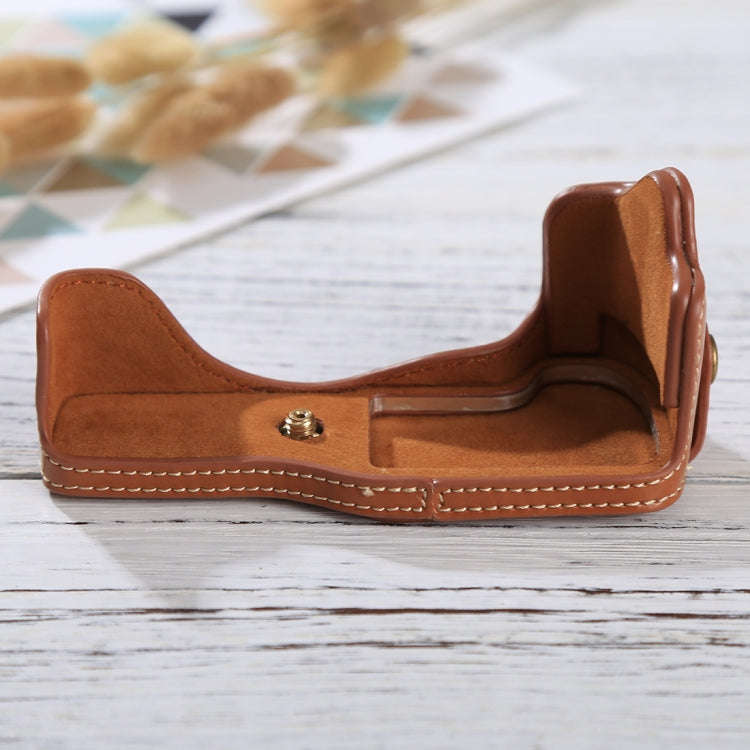 1/4 inch Thread PU Leather Camera Half Case Base for Canon EOS M3(Brown)