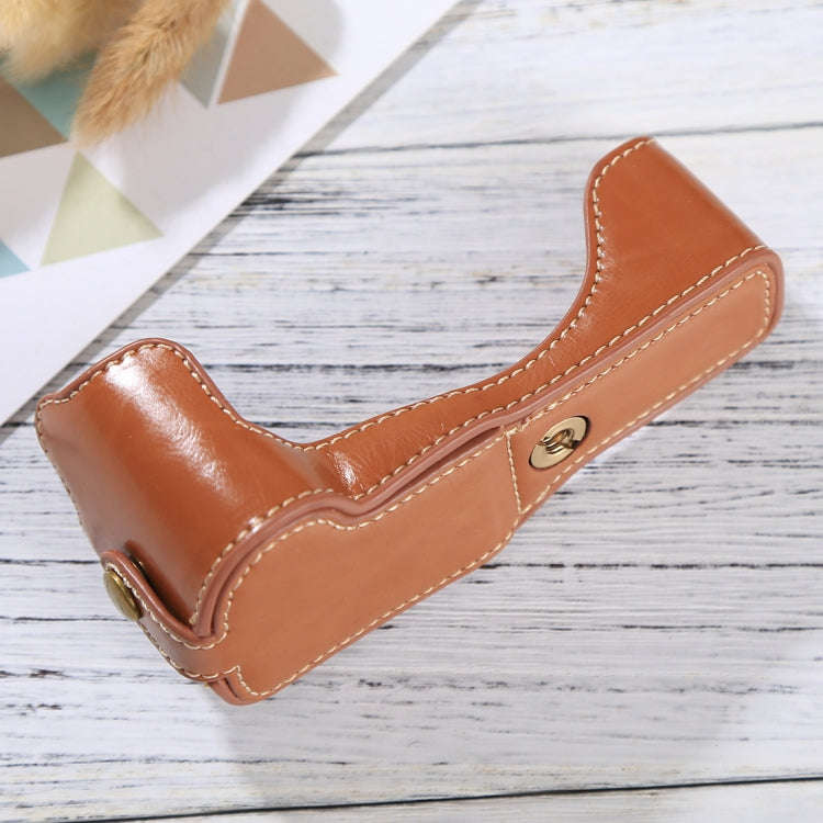 1/4 inch Thread PU Leather Camera Half Case Base for Canon EOS M3(Brown)