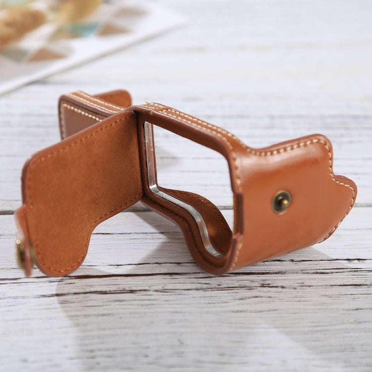 1/4 inch Thread PU Leather Camera Half Case Base for Canon EOS M3(Brown)