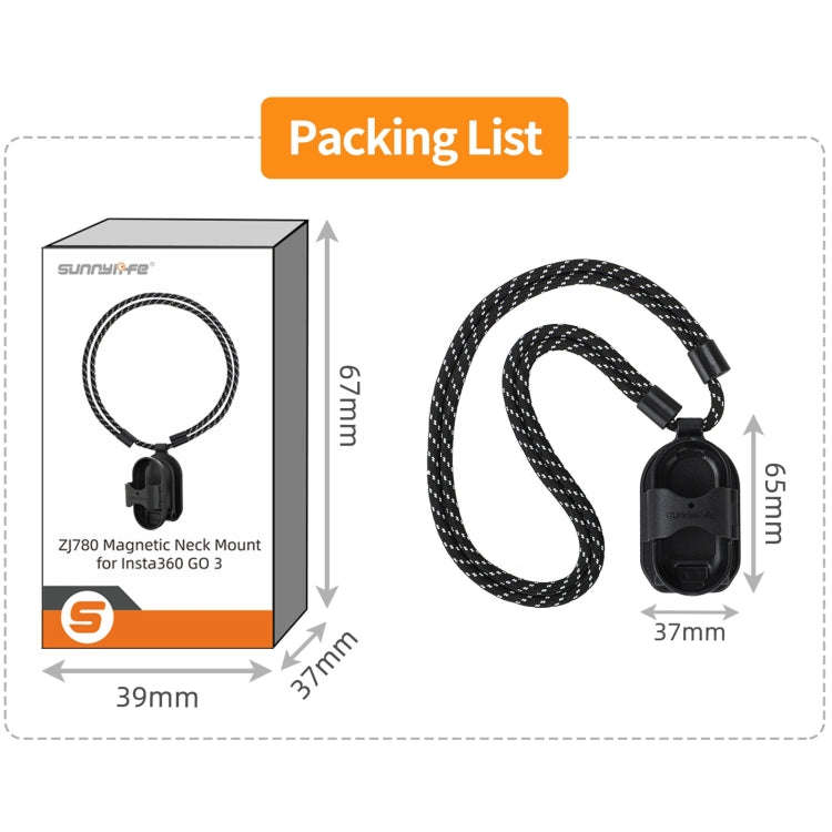 For Insta360 GO 3 Sunnylife Magnetic Neck Mount Chest Body Camera Necklace Lanyard POV Vlog Holde...