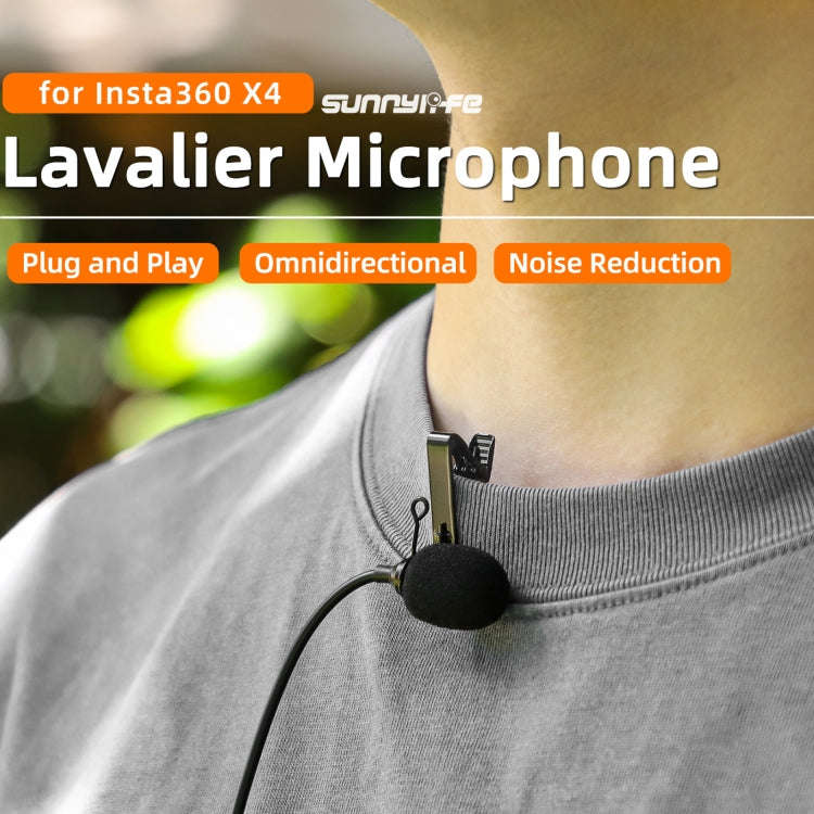 For Insta360 X4 Sunnylife Lavalier Clip Type-C Recording Microphone (Black)