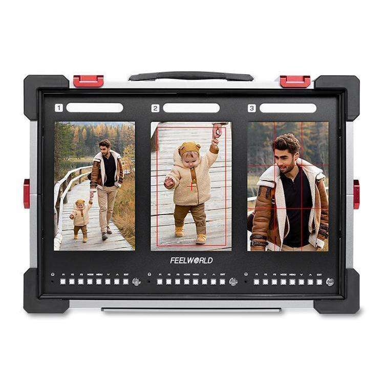 FEELWORLD PS101 Triple 10.1-inch Vertical Dispaly Carry-on Monitor High Brightness 1000nit Portab...