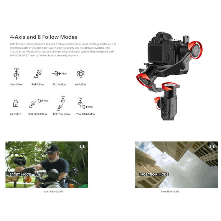 MOZA Air 2 + iFocus-M + Fashion Backpack 3 Axis Handheld Gimbal Stabilizer for DSLR Camera, Load:...