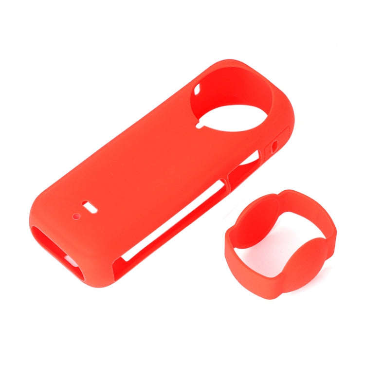 For Insta360 X4 Silicone Protective Case with Lens Cover (Red)