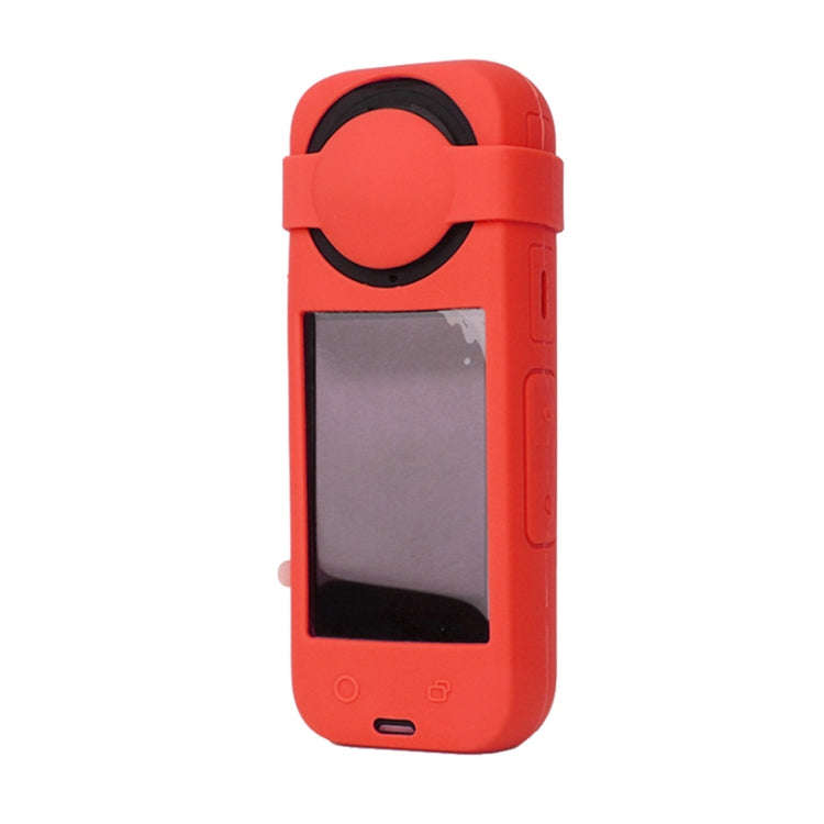 For Insta360 X4 Silicone Protective Case with Lens Cover (Red)