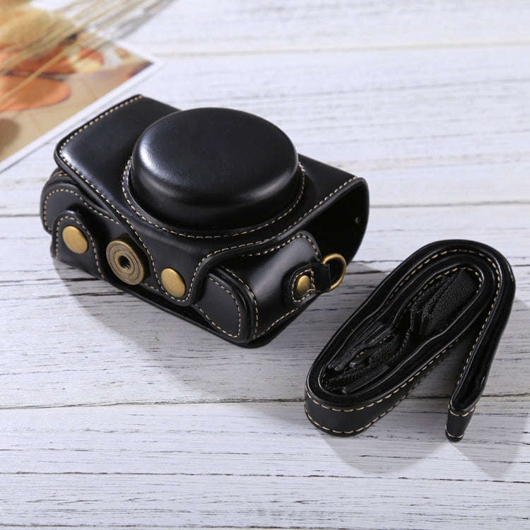 Full Body Camera PU Leather Camera Case Bag with Strap for Canon PowerShot G7 X Mark II (Black)