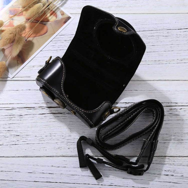 Full Body Camera PU Leather Camera Case Bag with Strap for Canon PowerShot G7 X Mark II (Black)