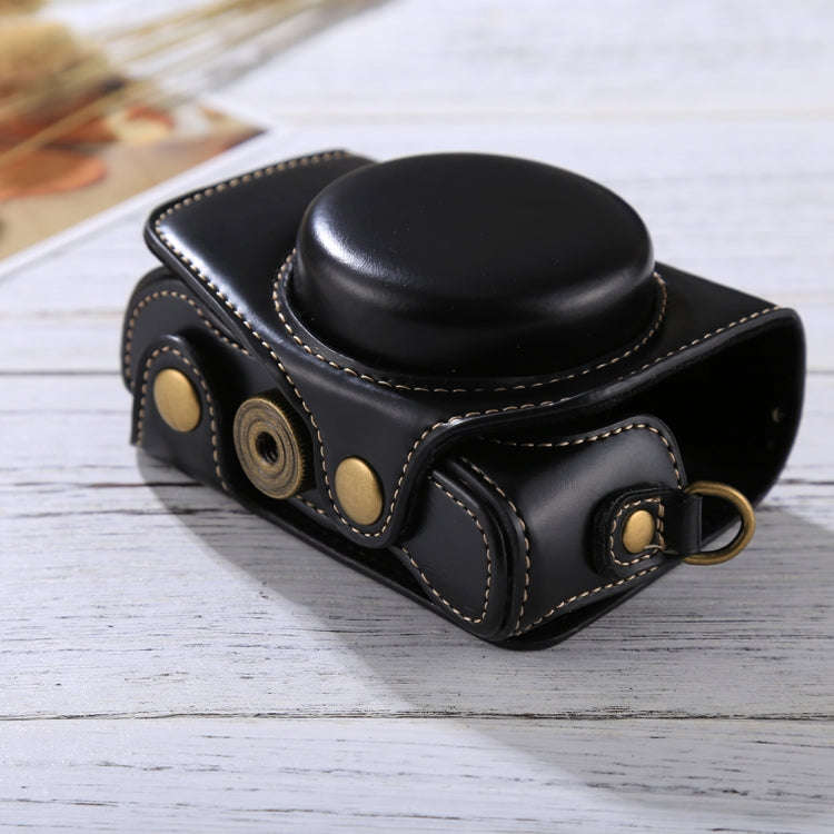 Full Body Camera PU Leather Camera Case Bag with Strap for Canon PowerShot G7 X Mark II (Black)