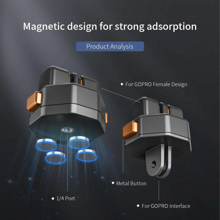 STARTRC VCR Snap-Mag Magnetic Quick Release Base Mount For GoPro (Black)