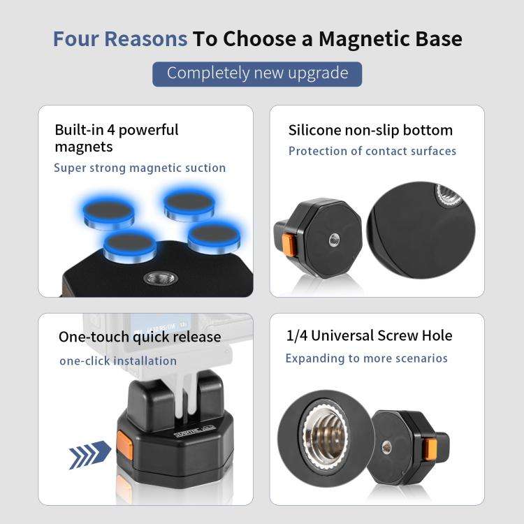 STARTRC VCR Snap-Mag Quick Release Base Mount Adapter For GoPro (Black)