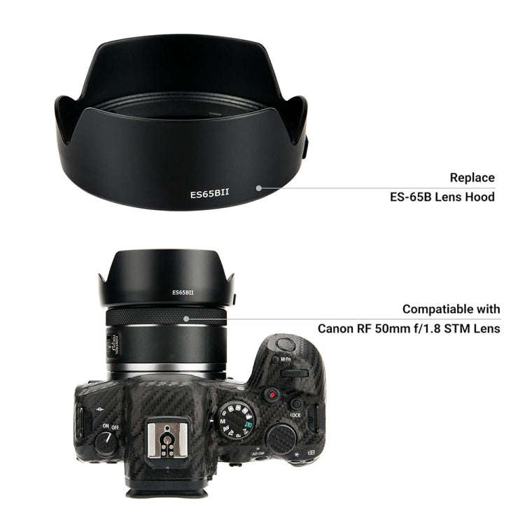 ES-65BII Lens Hood Shade for Canon RF 50mm F1.8 STM Lens
