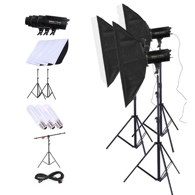 TRIOPO Oubao TTR300W 60x90cm Studio Softbox + 2.8m Tripod Mount + 3x E27 150W Light Bulb Photogra...