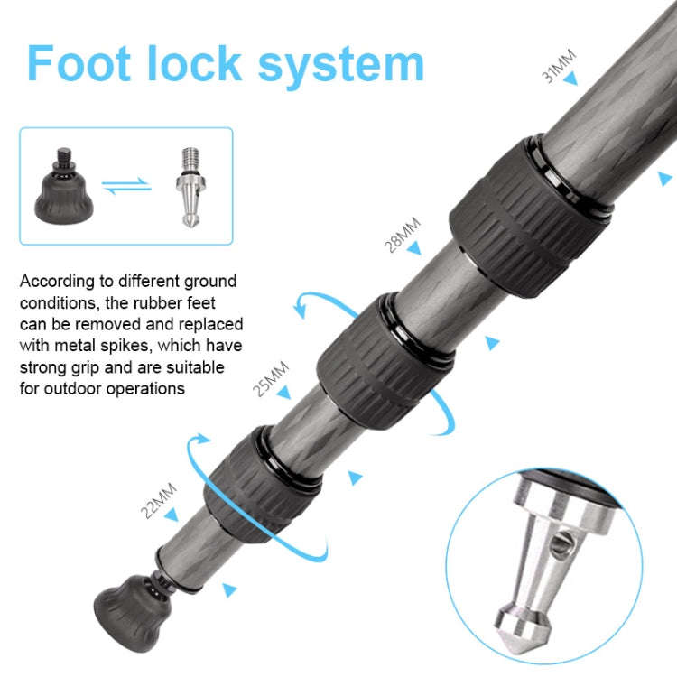 TRIOPO GS2808 Camcorder Photography No Axial Carbon Fiber Tripod Mount Holder with Ball Head, Loa...