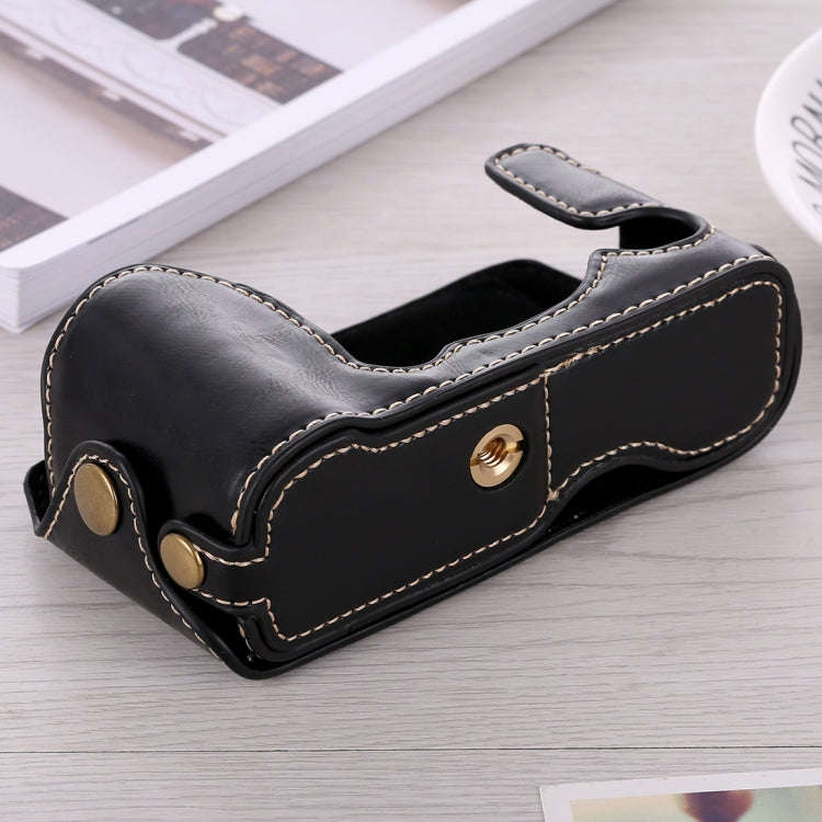 1/4 inch Thread PU Leather Camera Half Case Base for FUJIFILM X-A3 / X-A10(Black)
