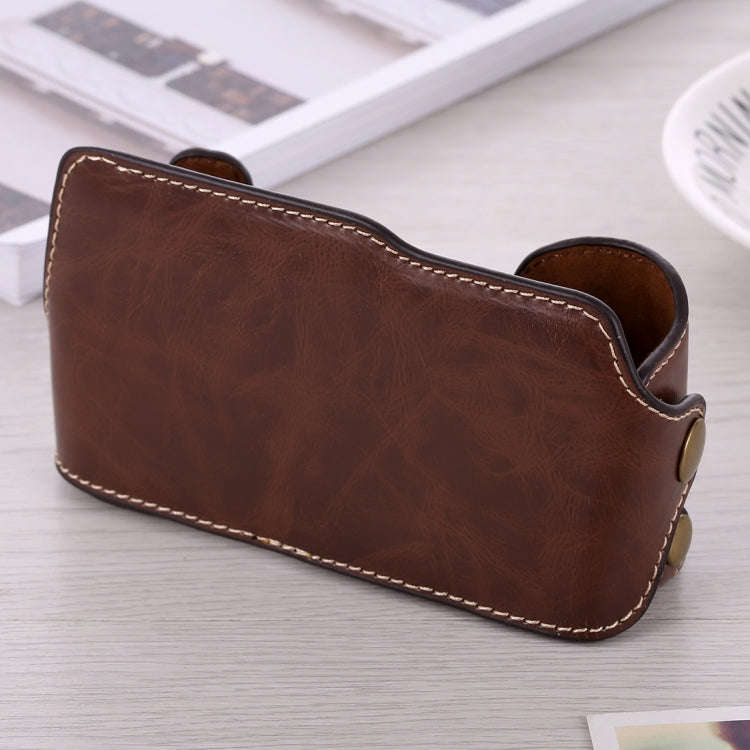 1/4 inch Thread PU Leather Camera Half Case Base for FUJIFILM X-A3 / X-A10(Coffee)