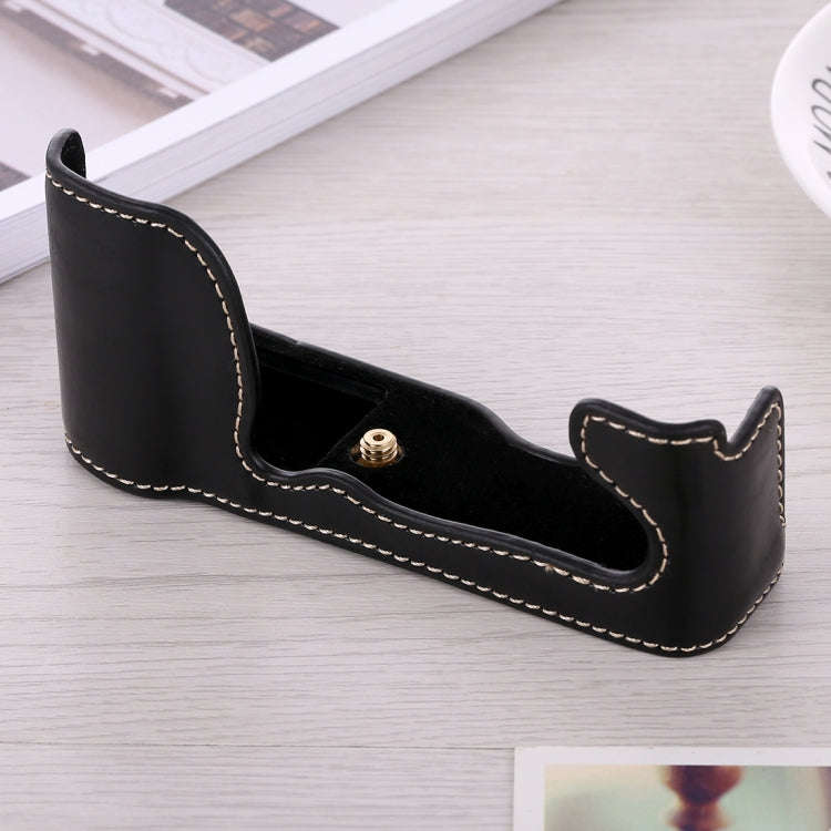 1/4 inch Thread PU Leather Camera Half Case Base for FUJIFILM X-A5 / X-A20(Black)