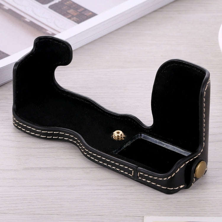 1/4 inch Thread PU Leather Camera Half Case Base for FUJIFILM X-A5 / X-A20(Black)