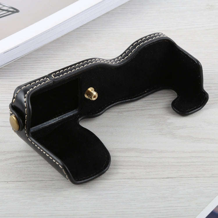 1/4 inch Thread PU Leather Camera Half Case Base for FUJIFILM X-A5 / X-A20(Black)