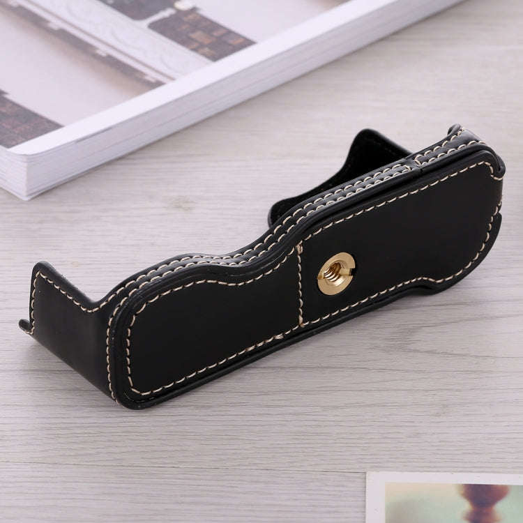 1/4 inch Thread PU Leather Camera Half Case Base for FUJIFILM X-A5 / X-A20(Black)