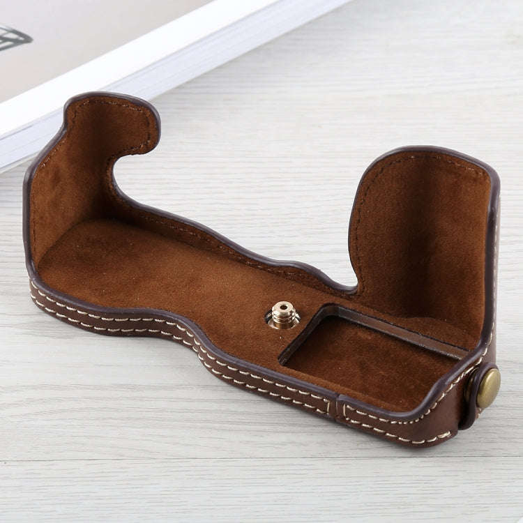 1/4 inch Thread PU Leather Camera Half Case Base for FUJIFILM X-A5 / X-A20(Coffee)