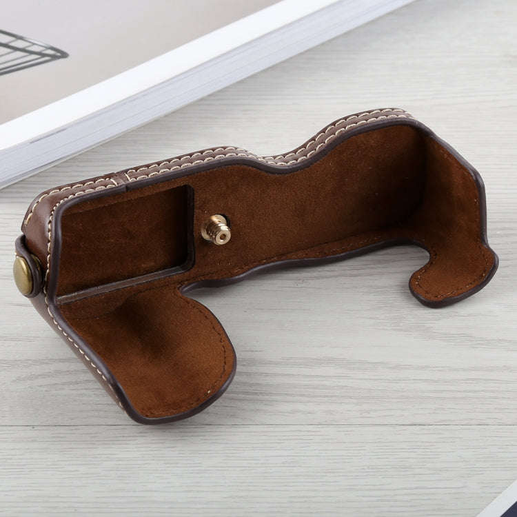 1/4 inch Thread PU Leather Camera Half Case Base for FUJIFILM X-A5 / X-A20(Coffee)