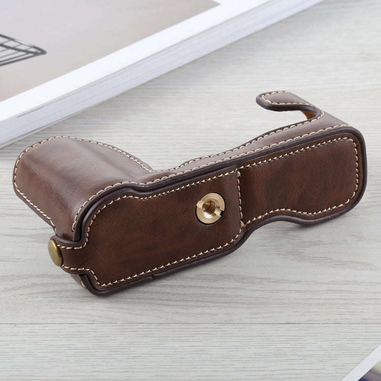 1/4 inch Thread PU Leather Camera Half Case Base for FUJIFILM X-A5 / X-A20(Coffee)