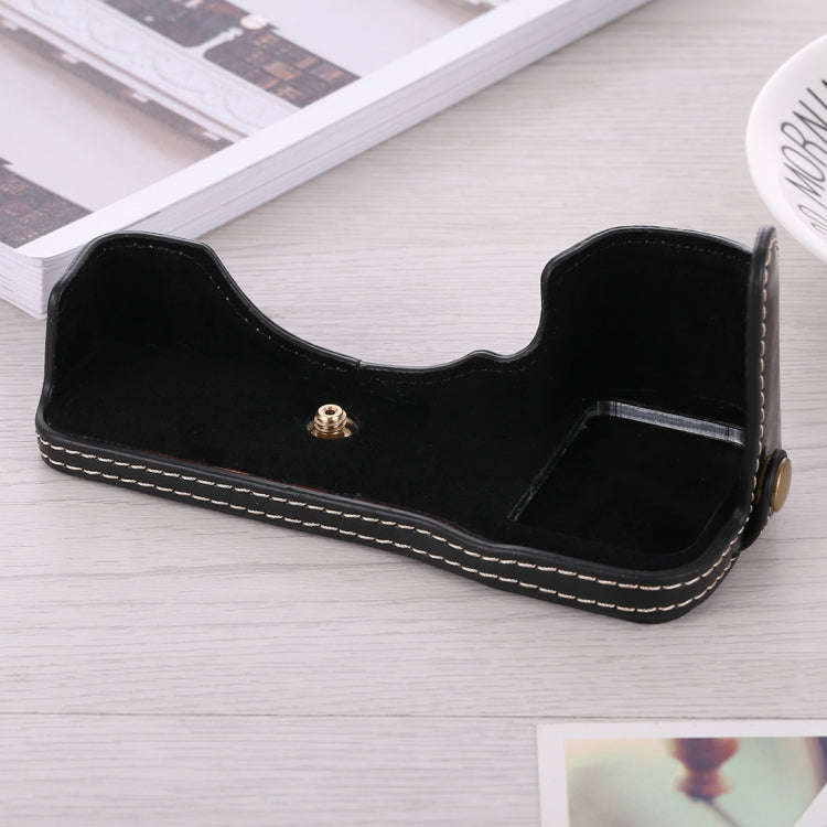 1/4 inch Thread PU Leather Camera Half Case Base for Sony ILCE-A9 / A9 / A7RIII(Black)