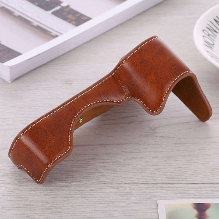 1/4 inch Thread PU Leather Camera Half Case Base for Sony ILCE-A9 / A9 / A7RIII(Brown)