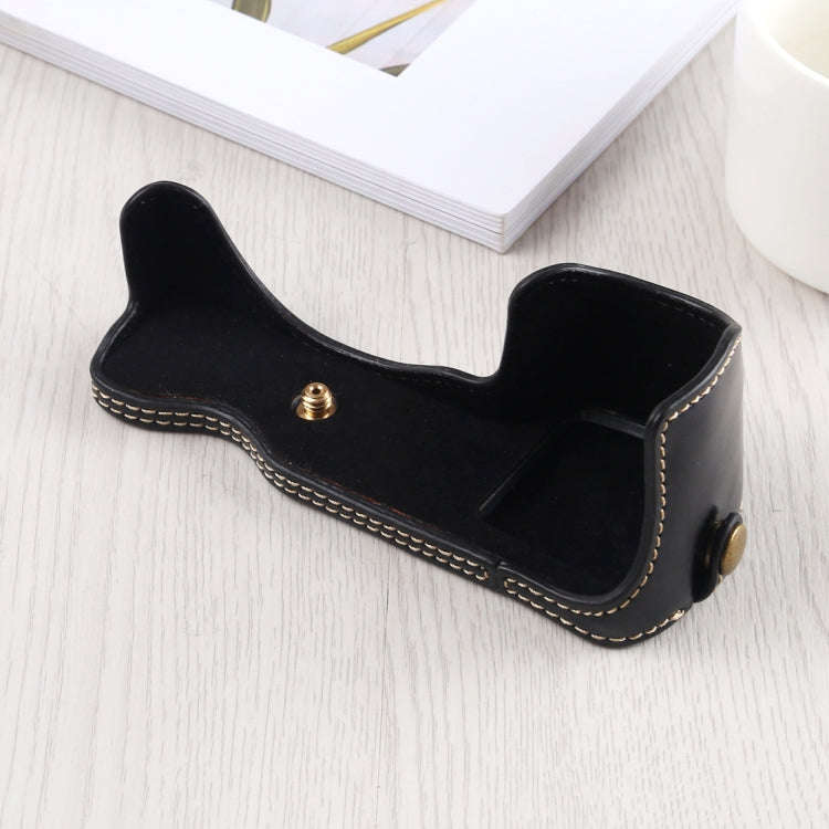 1/4 inch Thread PU Leather Camera Half Case Base for Sony A6400 / ILCE-A6400 (Black)