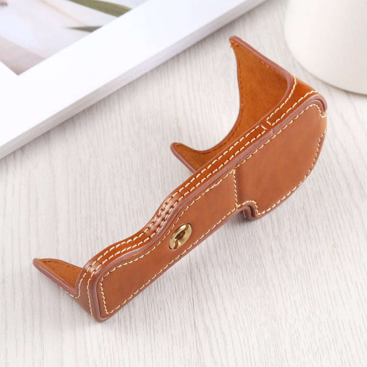 1/4 inch Thread PU Leather Camera Half Case Base for Sony A6400 / ILCE-A6400 (Brown)