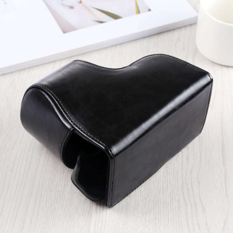 Full Body Camera PU Leather Case Bag with Strap for Sony A6400 / ILCE-A6400 (Black)