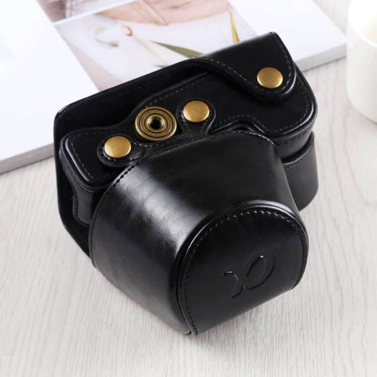 Full Body Camera PU Leather Case Bag with Strap for Sony A6400 / ILCE-A6400 (Black)