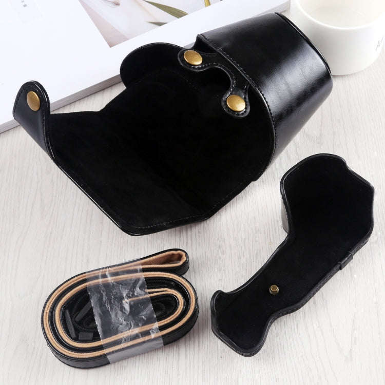 Full Body Camera PU Leather Case Bag with Strap for Sony A6400 / ILCE-A6400 (Black)