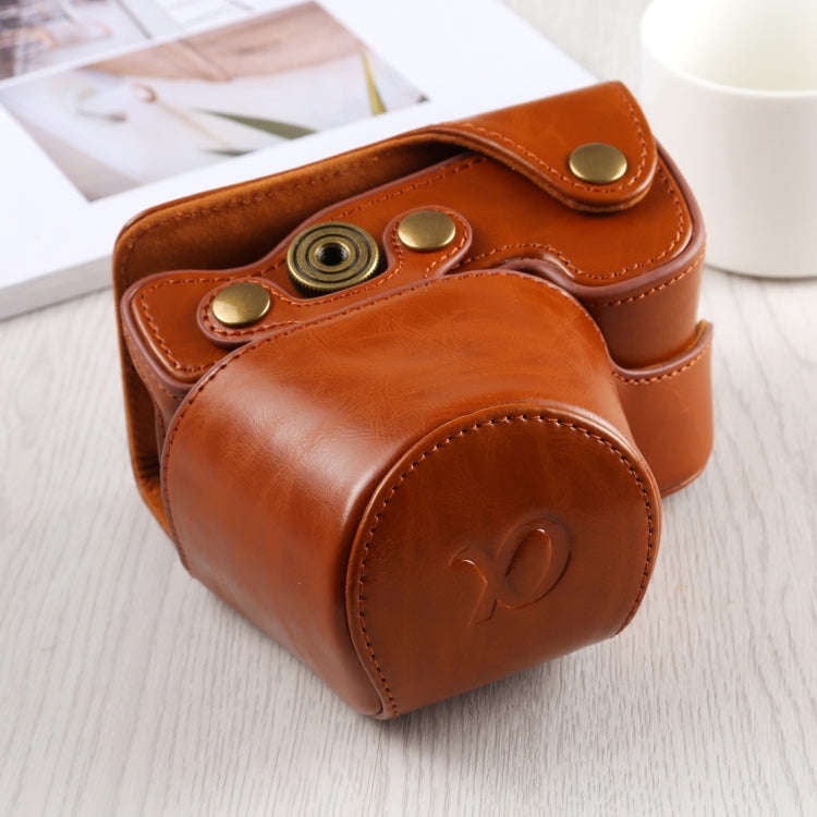 Full Body Camera PU Leather Case Bag with Strap for Sony A6400 / ILCE-A6400 (Brown)
