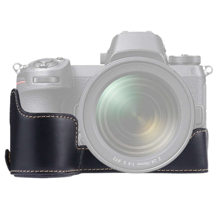 1/4 inch Thread PU Leather Camera Half Case Base for Nikon Z6 / Z7 (Black)