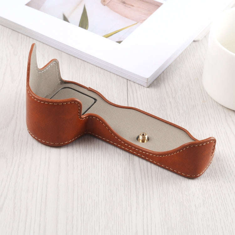 1/4 inch Thread PU Leather Camera Half Case Base for Nikon Z6 / Z7 (Brown)