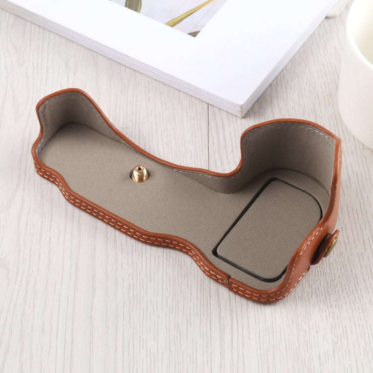 1/4 inch Thread PU Leather Camera Half Case Base for Nikon Z6 / Z7 (Brown)