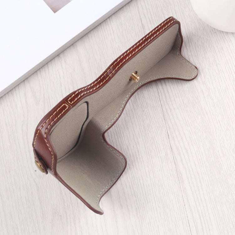 1/4 inch Thread PU Leather Camera Half Case Base for Canon EOS R (Coffee)