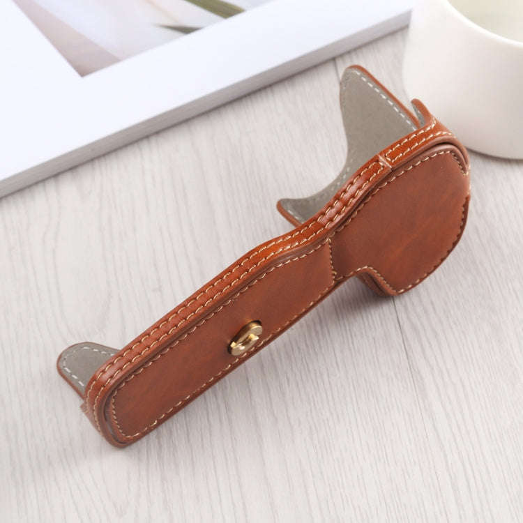 1/4 inch Thread PU Leather Camera Half Case Base for Canon EOS R (Brown)