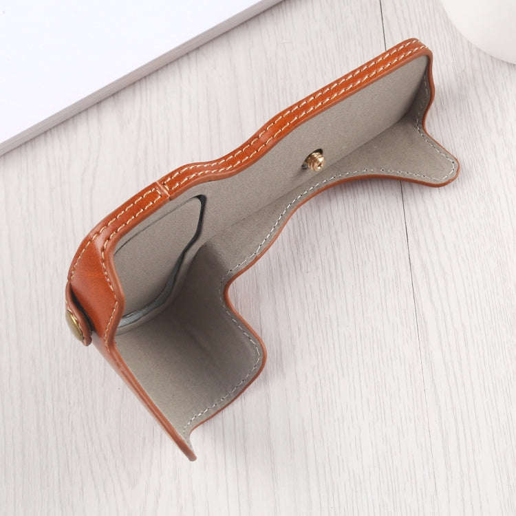 1/4 inch Thread PU Leather Camera Half Case Base for Canon EOS R (Brown)