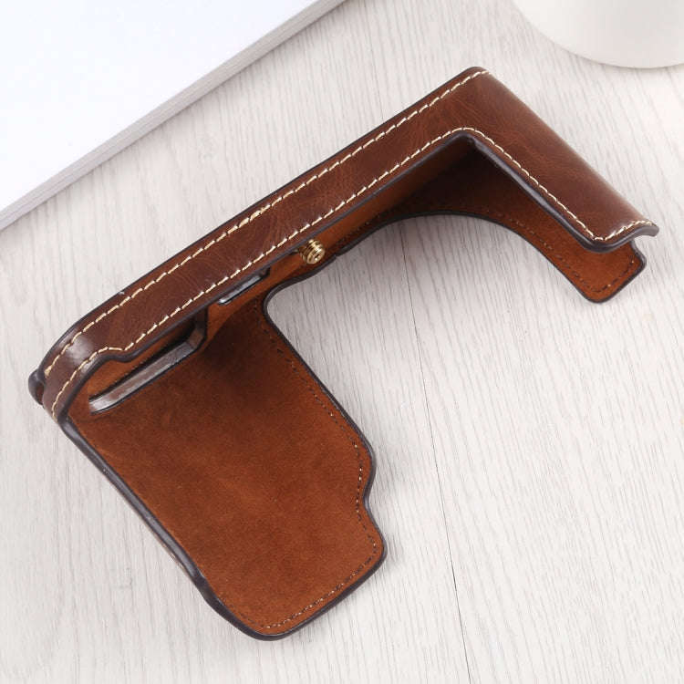 1/4 inch Thread PU Leather Camera Half Case Base for Leica TL (Typ 701) (Coffee)