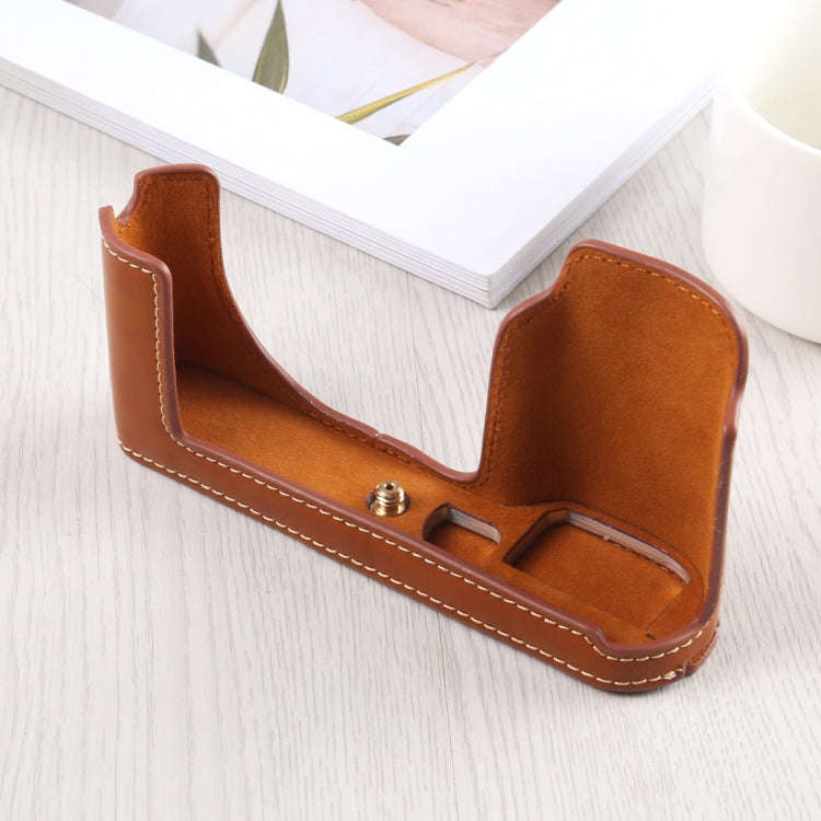 1/4 inch Thread PU Leather Camera Half Case Base for Leica TL (Typ 701) (Brown)