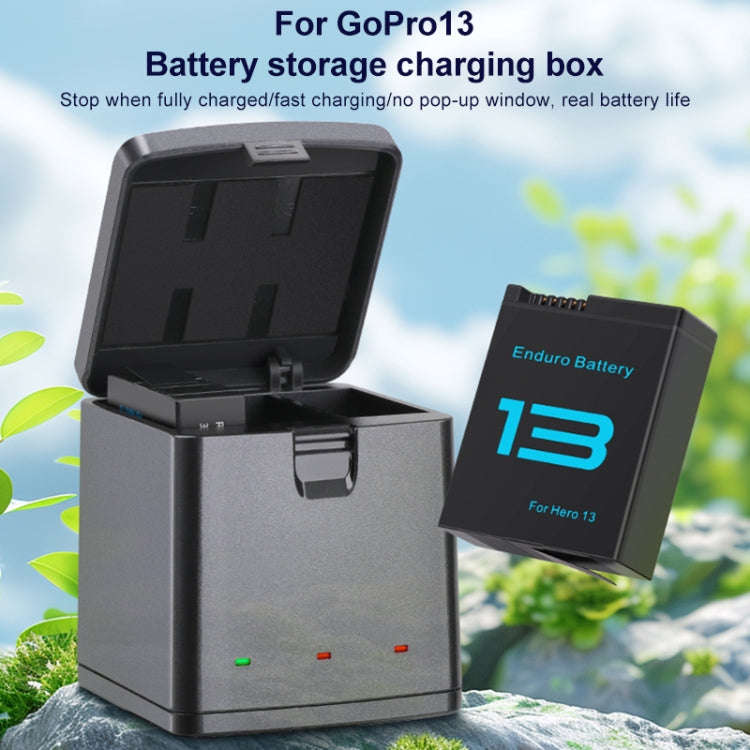 For GoPro HERO13 Black 3-Battery Charging Box Storage Case (Black)