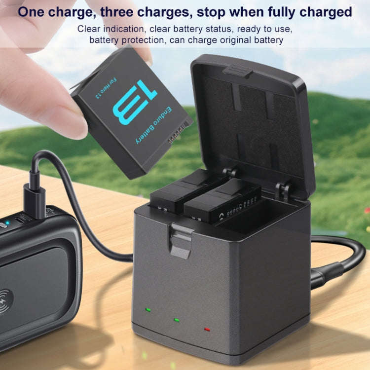 For GoPro HERO13 Black 3-Battery Charging Box Storage Case (Black)